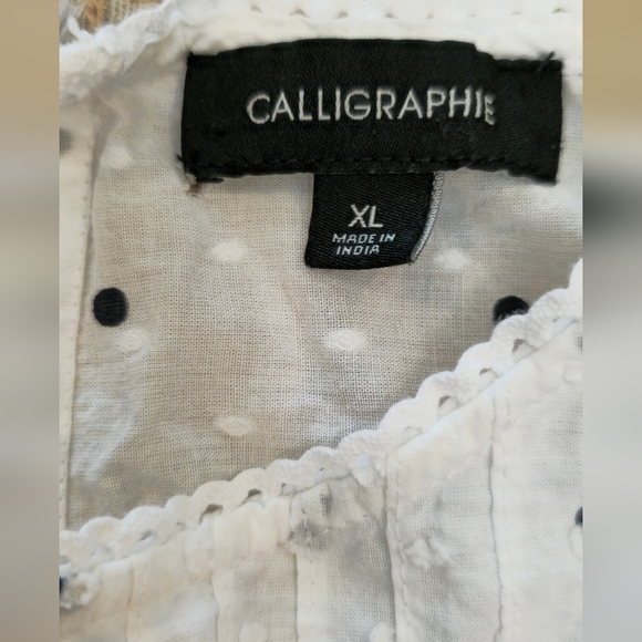 Calligraphie By Anthropology Women’s Top Blouse Xl  Flounce Sleeve - Picture 7 of 11